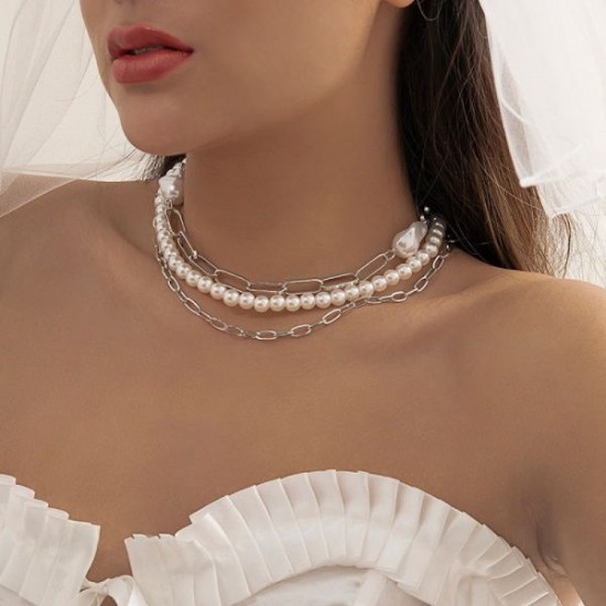 Wholesale Imitation Pearl Multilayer Choke Necklace Wholesale Imitation Pearl Multilayer Choke Necklace